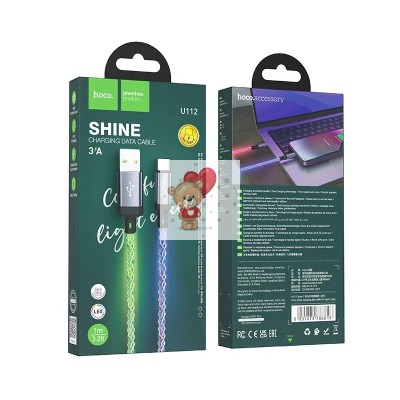 Кабель USB - Lightning Hoco U112 (2.4А, прозрачный светящийся) Серый Кабель USB - Lightning Hoco U112 (2.4А, прозрачный светящийся) Серый