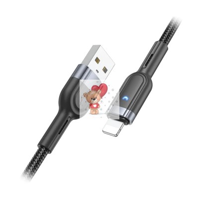 Кабель USB - Lightning Hoco U117 (2.4A, интеллектуальное отключение, оплетка нейлон) Черный Кабель USB - Lightning Hoco U117 (2.4A, интеллектуальное отключение, оплетка нейлон) Черный