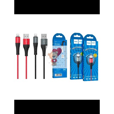 Кабель USB - Lightning Hoco X38 (2.4A, оплетка нейлон) Черный