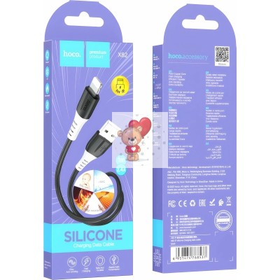 Кабель USB - Lightning Hoco X82 (2.4А, оплетка силикон, термостойкий) Черный