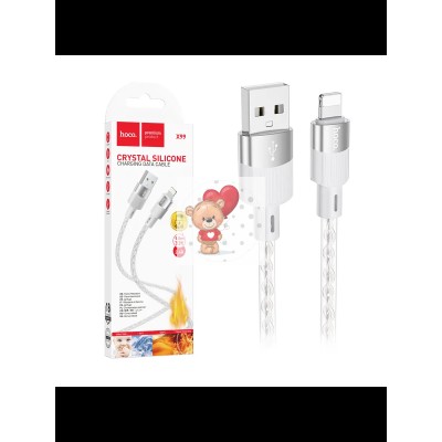 Кабель USB - Lightning Hoco X99 (2.4А, прозрачный силикон, термостойкий) Серый