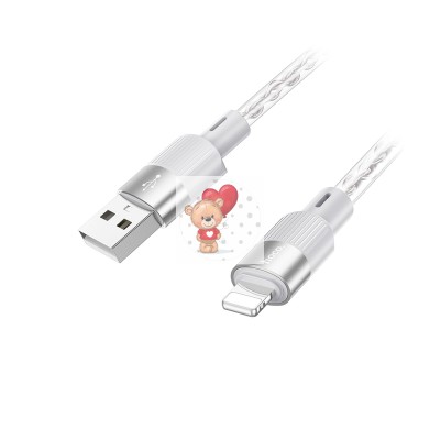 Кабель USB - Lightning Hoco X99 (2.4А, прозрачный силикон, термостойкий) Серый