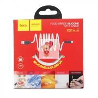 Кабель USB - MicroUSB Hoco X21 Plus (2.4A, силикон, термостойкий) Белый Кабель USB - MicroUSB Hoco X21 Plus (2.4A, силикон, термостойкий) Белый