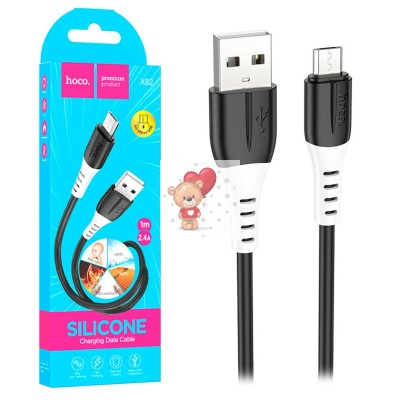 Кабель USB - MicroUSB Hoco X82 (2.4A, оплетка силикон, термостойкий) Черный