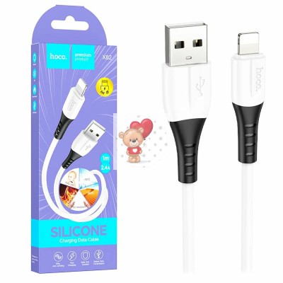 Кабель USB - MicroUSB Hoco X82 (2.4A, оплетка силикон, термостойкий) Белый
