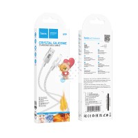 Кабель USB - MicroUSB Hoco X99 (2.4A, прозрачный силикон, термостойкий) Серый