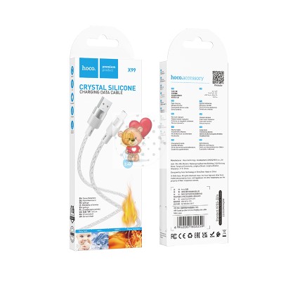 Кабель USB - MicroUSB Hoco X99 (2.4A, прозрачный силикон, термостойкий) Серый