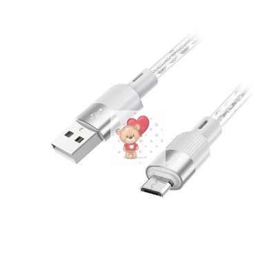 Кабель USB - MicroUSB Hoco X99 (2.4A, прозрачный силикон, термостойкий) Серый