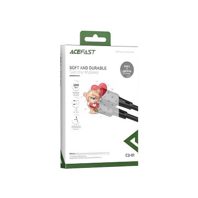 Кабель Type-C - Lightning Acefast C2-01 (3A, 30W, PD, MFI, оплетка силикон, 1,2 м) Черный