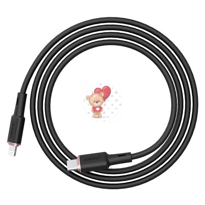 Кабель Type-C - Lightning Acefast C2-01 (3A, 30W, PD, MFI, оплетка силикон, 1,2 м) Черный