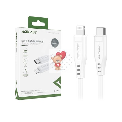 Кабель Type-C - Lightning Acefast C3-01 (3A, 30W, PD, MFI, 1,2 м) Белый