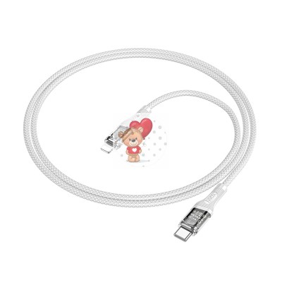 Кабель Type-C - Lightning Hoco U111 (3A, PD, оплетка нейлон, 1,2 м) Серый