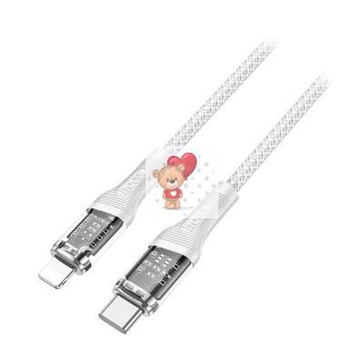 Кабель Type-C - Lightning Hoco U111 (3A, PD, оплетка нейлон, 1,2 м) Серый