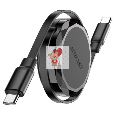 Кабель Type-C - Type-C Acefast С13-03 (3A, 60W, PD, 0.8 м, двойное втягивание) Черный