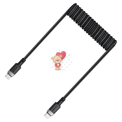 Кабель Type-C - Type-C Acefast C14-03 (3A, 60W, PD, пружинный, оплетка нейлон, 1,2 м) Черный