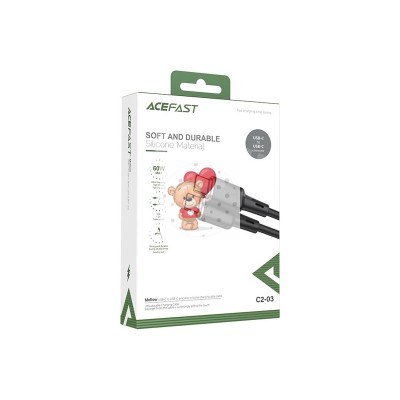 Кабель Type-C - Type-C Acefast C2-03 (3A, 60W, PD, силикон, 1,2 м) Черный