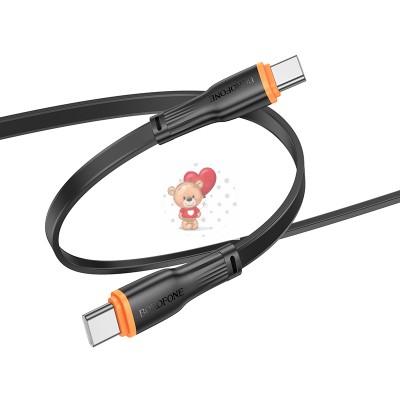 Кабель Type-C - Type-C Borofone BX118 (3A, 60W, плоский) Черный Кабель Type-C - Type-C Borofone BX118 (3A, 60W, плоский) Черный