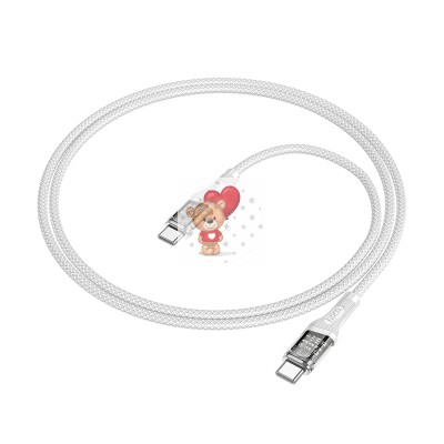 Кабель Type-C - Type-C Hoco U111 (5A, 60W, оплетка нейлон, 1,2 м) Серый