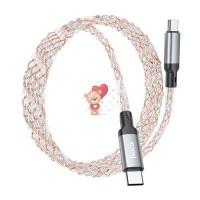 Кабель Type-C - Type-C Hoco U112 (3A, 60W, PD, прозрачный, светодиодный) Серый Кабель Type-C - Type-C Hoco U112 (3A, 60W, PD, прозрачный, светодиодный) Серый