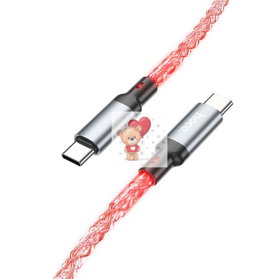 Кабель Type-C - Type-C Hoco U112 (3A, 60W, PD, прозрачный, светодиодный) Серый Кабель Type-C - Type-C Hoco U112 (3A, 60W, PD, прозрачный, светодиодный) Серый