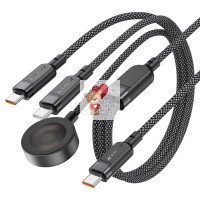 Кабель Type-C - 3 в 1 (Type-C+Type-C+БЗ 15W) Acefast C6-11 (3A, 100W, оплетка нейлон, 1,2 м) Черный Кабель Type-C - 3 в 1 (Type-C+Type-C+БЗ 15W) Acefast C6-11 (3A, 100W, оплетка нейлон, 1,2 м) Черный