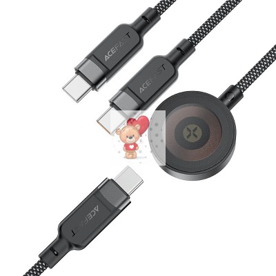 Кабель Type-C - 3 в 1 (Type-C+Type-C+БЗ 15W) Acefast C6-11 (3A, 100W, оплетка нейлон, 1,2 м) Черный