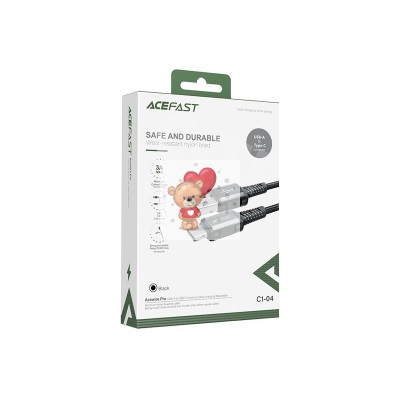 Кабель USB - Type-C Acefast C1-04 (3A, оплетка нейлон, 1,2 м) Черный