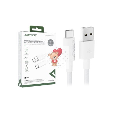Кабель USB - Type-C Acefast C18-04 (3A, оплетка нейлон, 1,2 м) Белый