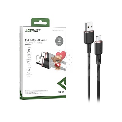 Кабель USB - Type-C Acefast C2-04 (3A, силикон, 1,2 м) Черный
