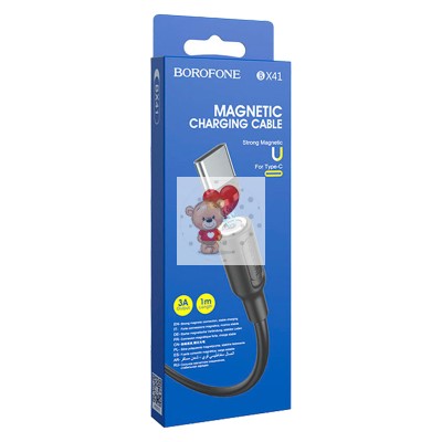 Кабель USB - Type-C Borofone BX41 (3A, магнитный) Черный