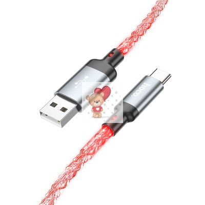 Кабель USB - Type-C Hoco U112 (3A, прозрачный светящийся) Серый Кабель USB - Type-C Hoco U112 (3A, прозрачный светящийся) Серый