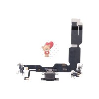 Шлейф для iPhone 15 Plus на системный разъем/микрофон Черный - Премиум Шлейф для iPhone 15 Plus на системный разъем/микрофон Черный - Премиум