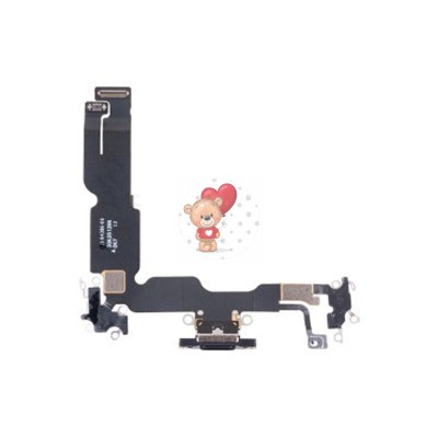 Шлейф для iPhone 15 Plus на системный разъем/микрофон Черный - Премиум Шлейф для iPhone 15 Plus на системный разъем/микрофон Черный - Премиум