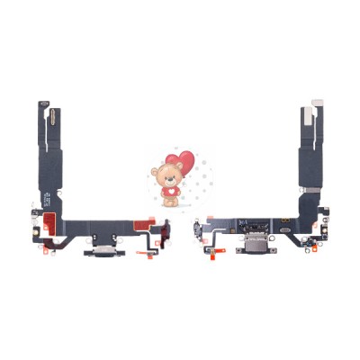 Шлейф для iPhone 16 на системный разъем/микрофон Черный - Премиум