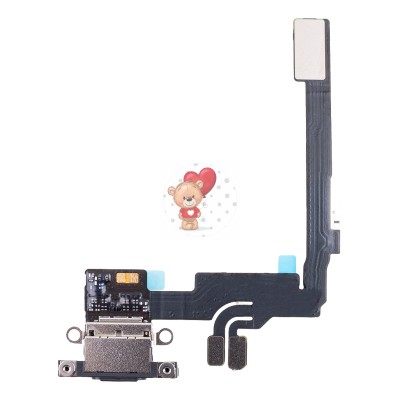 Шлейф для iPhone 16 Pro на системный разъем/микрофон Черный - Премиум Шлейф для iPhone 16 Pro на системный разъем/микрофон Черный - Премиум