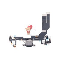 Шлейф для Apple iPhone 16e на системный разъем/микрофон Черный - Премиум