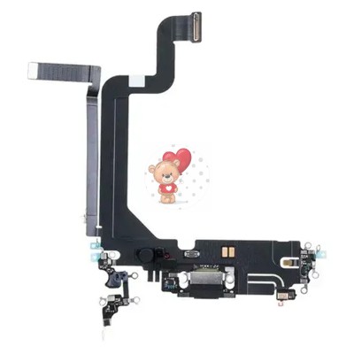 Шлейф для iPhone 14 Pro Max на системный разъем/микрофон Черный - Премиум