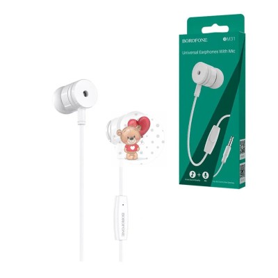 Гарнитура "3,5 мм" Jack Borofone BM31 (вакуумные) Белый