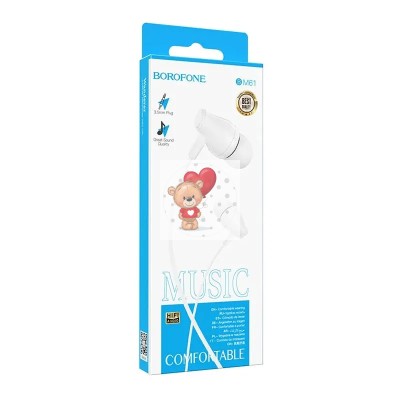 Гарнитура "3,5 мм" Jack Borofone BM61 (вакуумные) Белый Гарнитура "3,5 мм" Jack Borofone BM61 (вакуумные) Белый