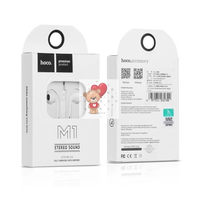 Гарнитура "3,5 мм" Jack Hoco M1 (вкладыши) Белый
