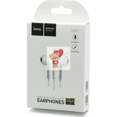 Гарнитура "3,5 мм" Jack Hoco M55 (вкладыши) Белый Гарнитура "3,5 мм" Jack Hoco M55 (вкладыши) Белый