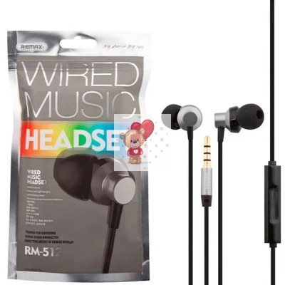 Гарнитура "3,5 мм" Jack Remax RM-512 (вакуумные) Черный