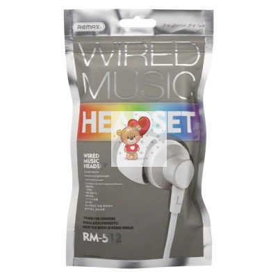 Гарнитура "3,5 мм" Jack Remax RM-512 (вакуумные) Белый Гарнитура "3,5 мм" Jack Remax RM-512 (вакуумные) Белый