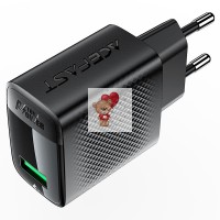 Сетевое зарядное устройство USB Acefast A90 (18W, QС3.0, GaN) Черный