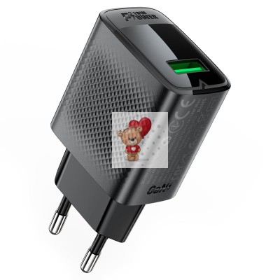 Сетевое зарядное устройство USB Acefast A90 (18W, QС3.0, GaN) Черный Сетевое зарядное устройство USB Acefast A90 (18W, QС3.0, GaN) Черный