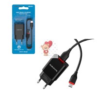 Сетевое зарядное устройство USB Borofone BA20A (10.5W, кабель Lightning) Черный