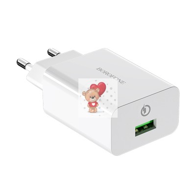 Сетевое зарядное устройство USB Borofone BA21A (18W, QС3.0) Белый
