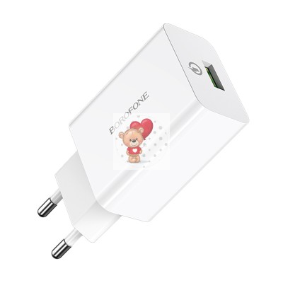 Сетевое зарядное устройство USB Borofone BA21A (18W, QС3.0) Белый Сетевое зарядное устройство USB Borofone BA21A (18W, QС3.0) Белый