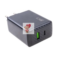 Сетевое зарядное устройство USB/Type-C GaN (65W, QC3.0, PD, 2 порта) Черный Сетевое зарядное устройство USB/Type-C GaN (65W, QC3.0, PD, 2 порта) Черный