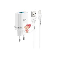 Сетевое зарядное устройство USB Hoco C12Q (18W, QС3.0, кабель MicroUSB) Белый